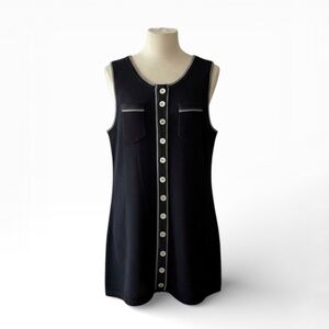 Zac Posen Sleeveless Cashmere Knit Tunic Length Button Sweater, Black sz. S